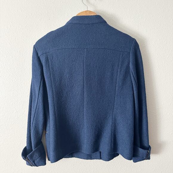 Talbots Boiled Wool Navy Zip Front Jacket Women's Size 12 long sleeves - Picture 8 of 13